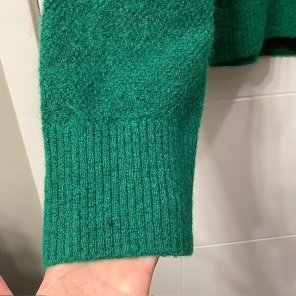 & Other Stories V-Neck Collared Wool Blend Sweater Green Size Small Preppy - Picture 6 of 12